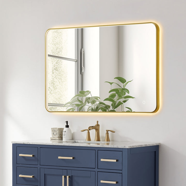 Dazzle Rectangular Anti-Fog Dimmable Modern Bathroom/Vanity LED Lighted Wall Mirror in Aluminum Framed