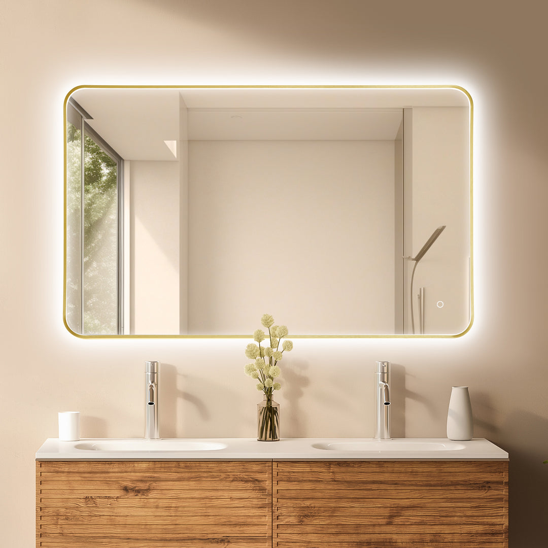 Dazzle Rectangular Anti-Fog Dimmable Modern Bathroom/Vanity LED Lighted Wall Mirror in Aluminum Framed