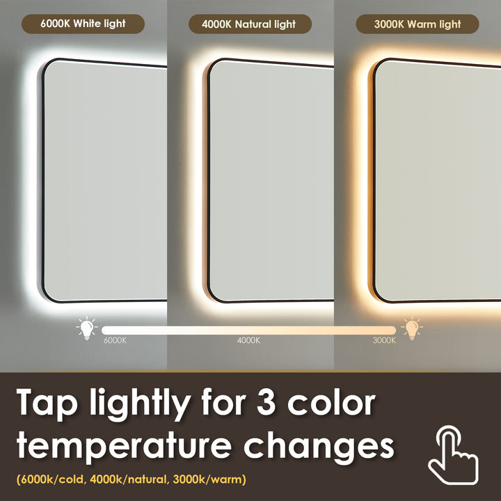 Dazzle Rectangular Anti-Fog Dimmable Modern Bathroom/Vanity LED Lighted Wall Mirror in Aluminum Framed