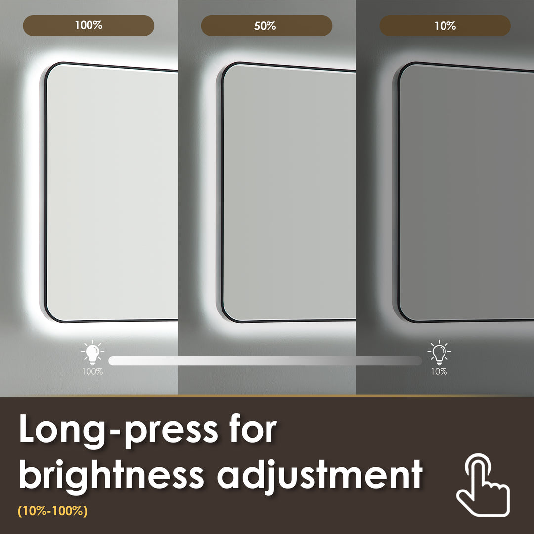 Dazzle Rectangular Anti-Fog Dimmable Modern Bathroom/Vanity LED Lighted Wall Mirror in Aluminum Framed