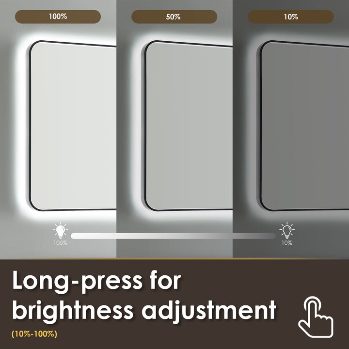 Dazzle Rectangular Anti-Fog Dimmable Modern Bathroom/Vanity LED Lighted Wall Mirror in Aluminum Framed