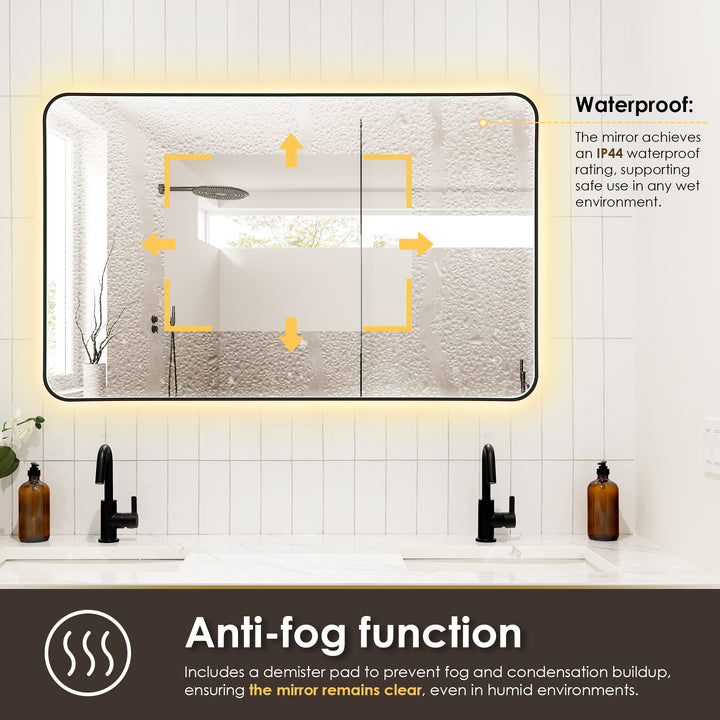 Dazzle Rectangular Anti-Fog Dimmable Modern Bathroom/Vanity LED Lighted Wall Mirror in Aluminum Framed