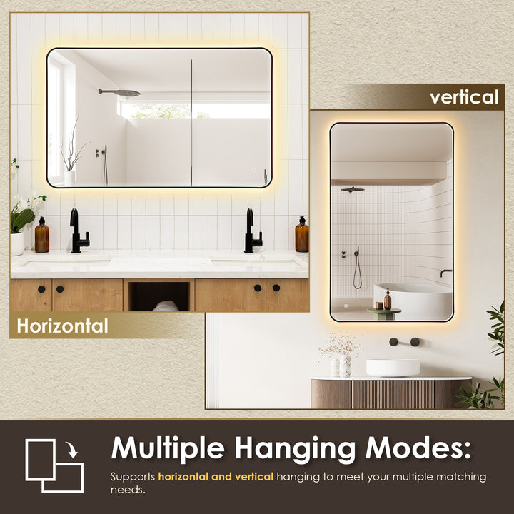 Dazzle Rectangular Anti-Fog Dimmable Modern Bathroom/Vanity LED Lighted Wall Mirror in Aluminum Framed