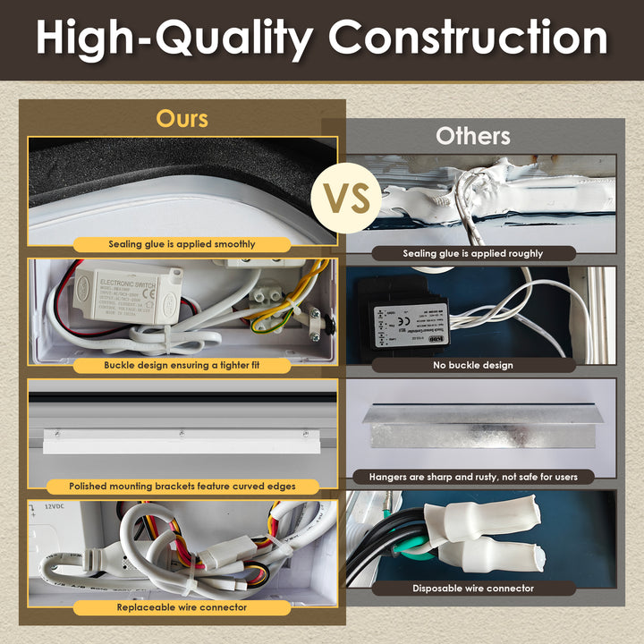Dazzle Rectangular Anti-Fog Dimmable Modern Bathroom/Vanity LED Lighted Wall Mirror in Aluminum Framed