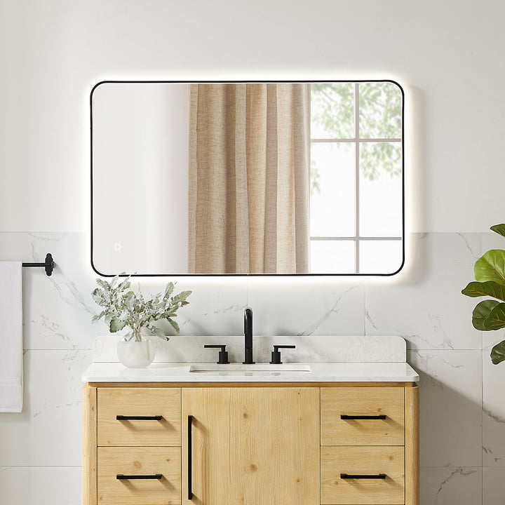 Dazzle Rectangular Anti-Fog Dimmable Modern Bathroom/Vanity LED Lighted Wall Mirror in Aluminum Framed