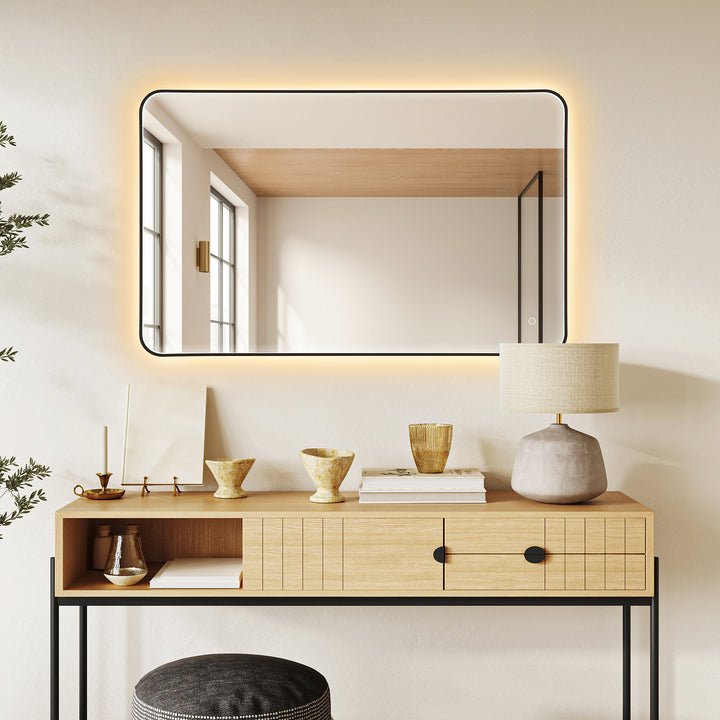 Dazzle Rectangular Anti-Fog Dimmable Modern Bathroom/Vanity LED Lighted Wall Mirror in Aluminum Framed