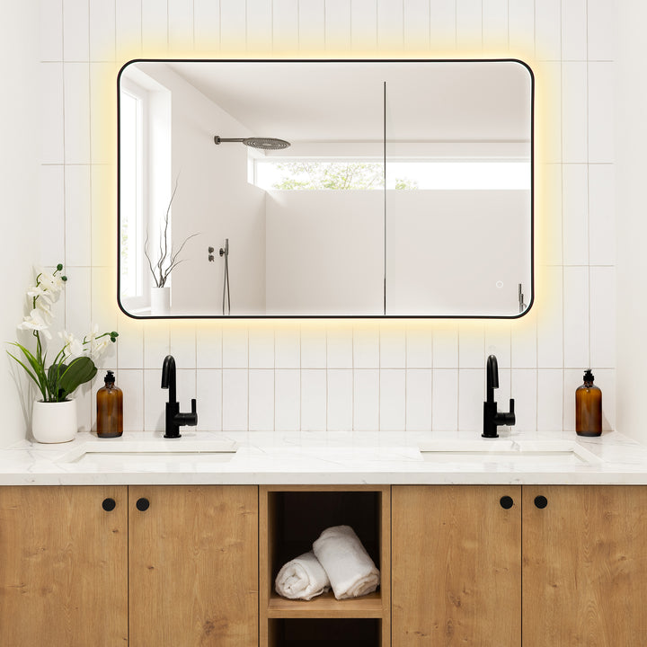 Dazzle Rectangular Anti-Fog Dimmable Modern Bathroom/Vanity LED Lighted Wall Mirror in Aluminum Framed