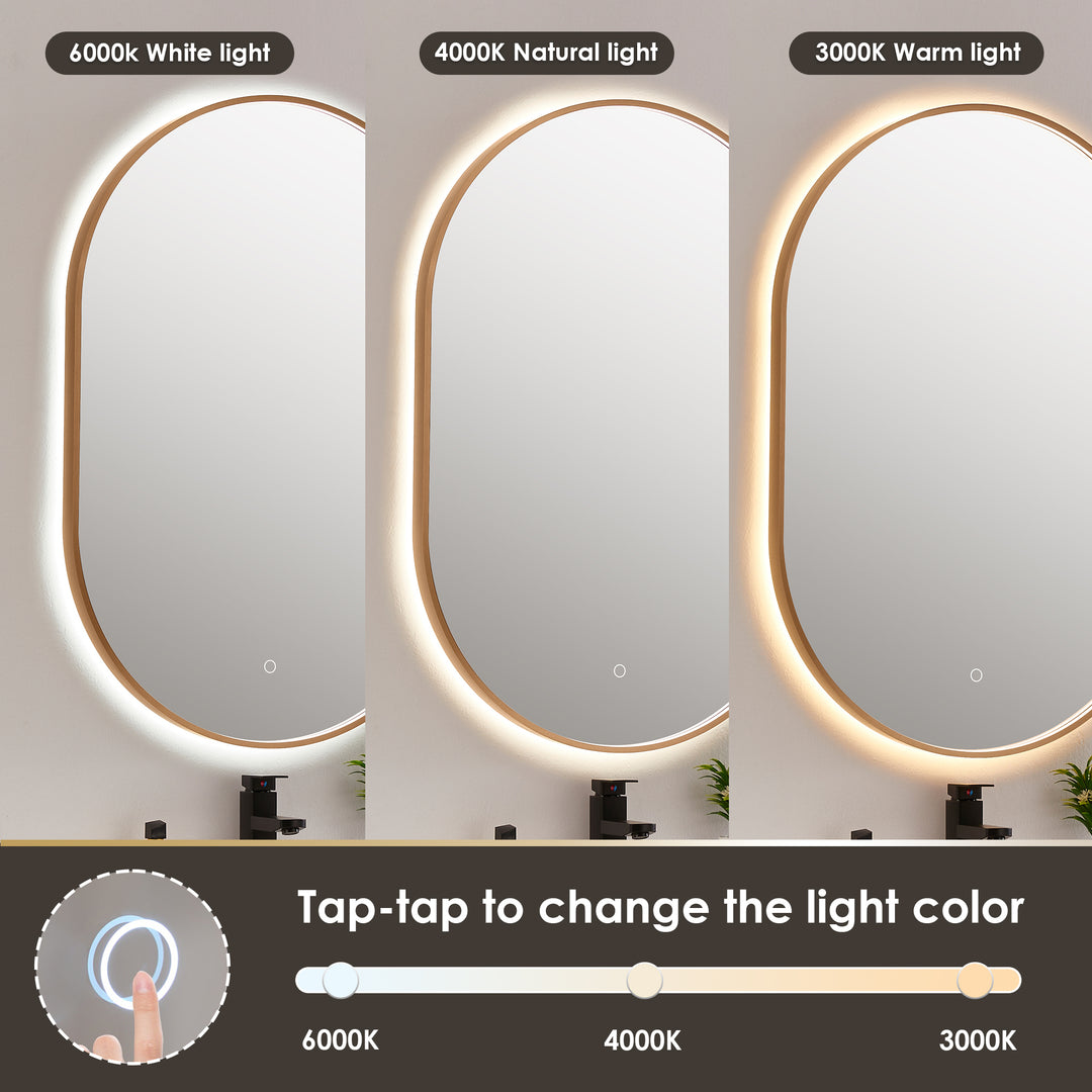 Mizani Oval 24x36" Framed in Modern Bathroom/Vanity LED Lighted Wall Mirror