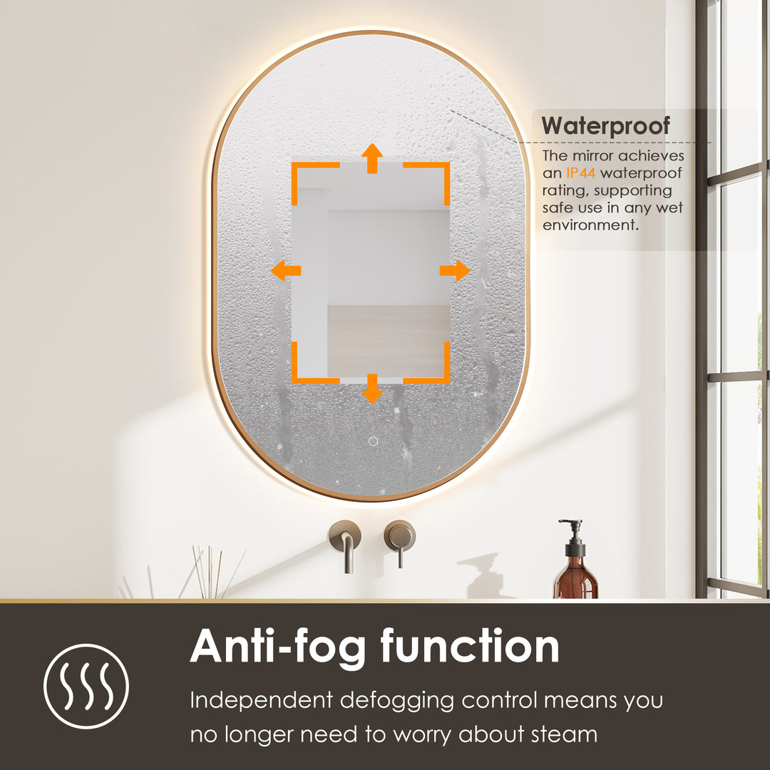 Mizani Oval 24x36" Framed in Modern Bathroom/Vanity LED Lighted Wall Mirror