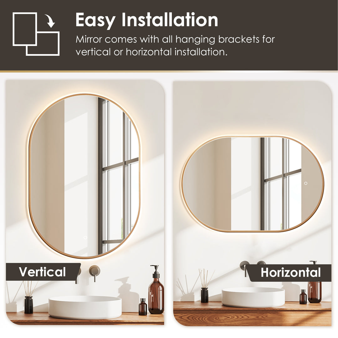 Mizani Oval 24x36" Framed in Modern Bathroom/Vanity LED Lighted Wall Mirror
