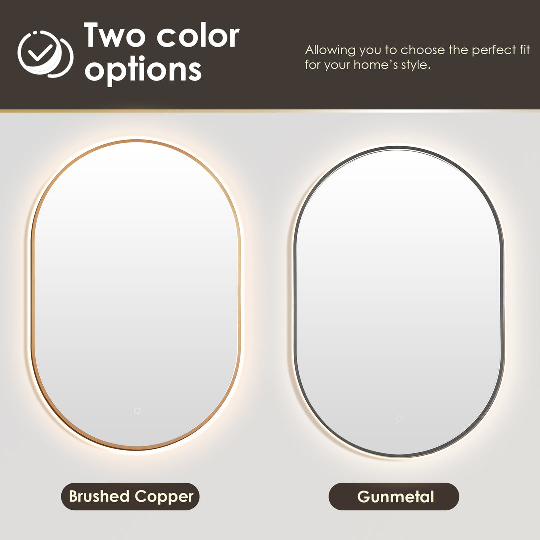 Mizani Oval 24x36" Framed in Modern Bathroom/Vanity LED Lighted Wall Mirror