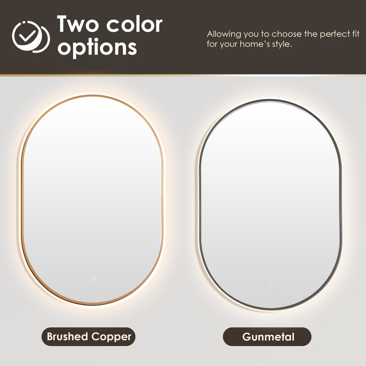 Mizani Oval 24x36" Framed in Modern Bathroom/Vanity LED Lighted Wall Mirror