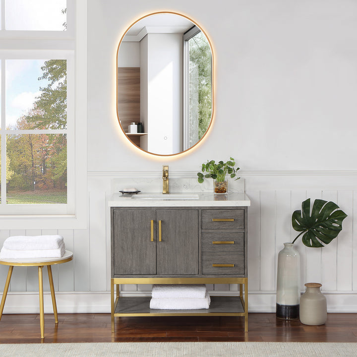 Mizani Oval 24x36" Framed in Modern Bathroom/Vanity LED Lighted Wall Mirror