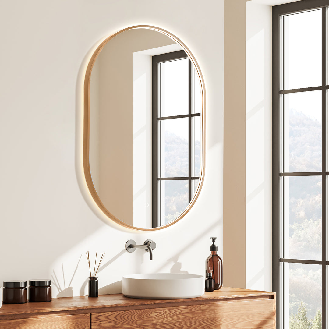 Mizani Oval 24x36" Framed in Modern Bathroom/Vanity LED Lighted Wall Mirror