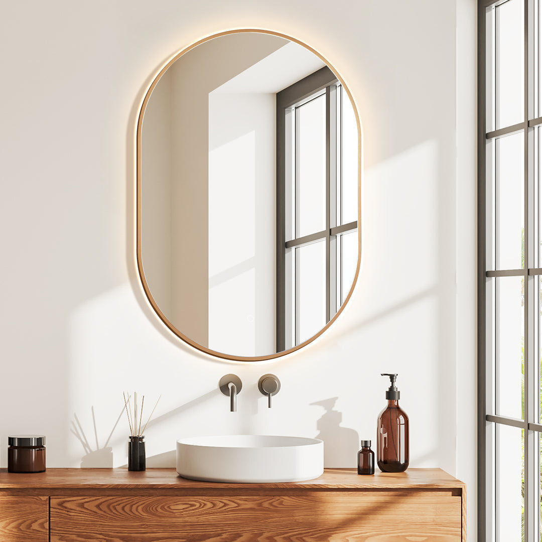 Mizani Oval 24x36" Framed in Modern Bathroom/Vanity LED Lighted Wall Mirror