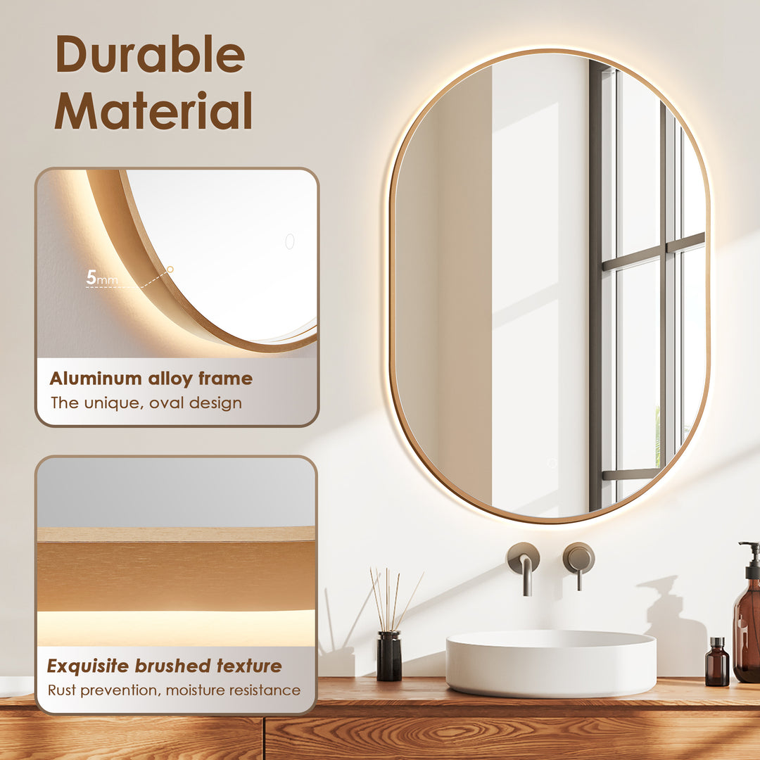 Mizani Oval 24x36" Framed in Modern Bathroom/Vanity LED Lighted Wall Mirror