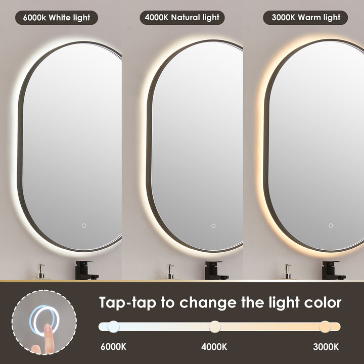 Mizani Oval 24x36" Framed in Modern Bathroom/Vanity LED Lighted Wall Mirror