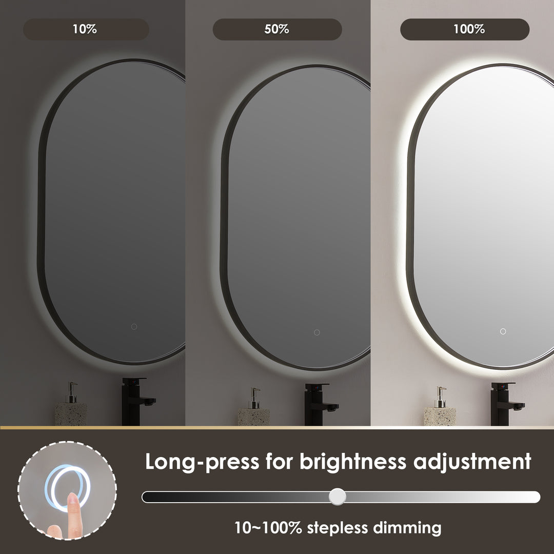 Mizani Oval 24x36" Framed in Modern Bathroom/Vanity LED Lighted Wall Mirror