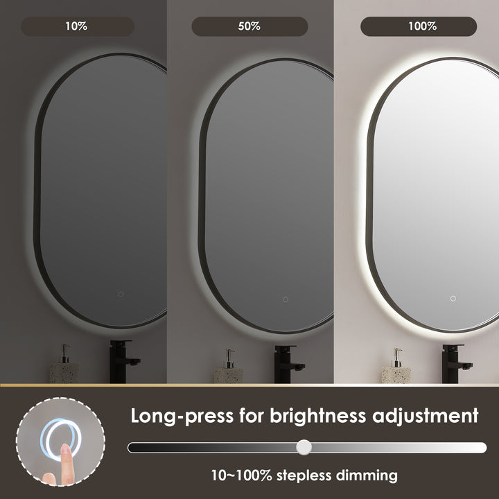 Mizani Oval 24x36" Framed in Modern Bathroom/Vanity LED Lighted Wall Mirror