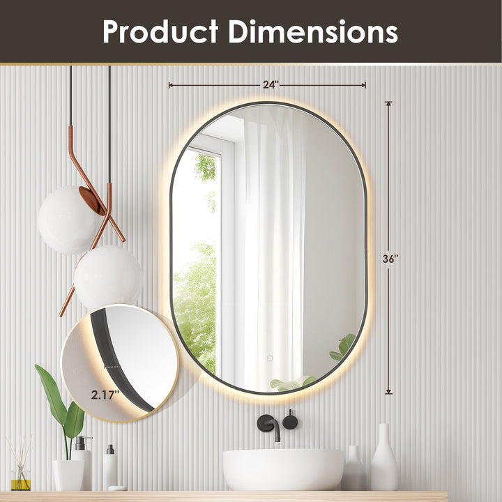 Mizani Oval 24x36" Framed in Modern Bathroom/Vanity LED Lighted Wall Mirror