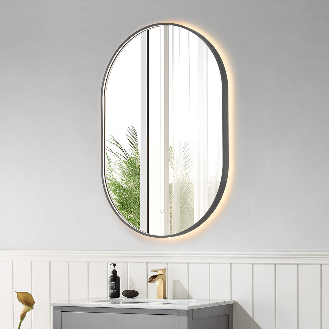 Mizani Oval 24x36" Framed in Modern Bathroom/Vanity LED Lighted Wall Mirror