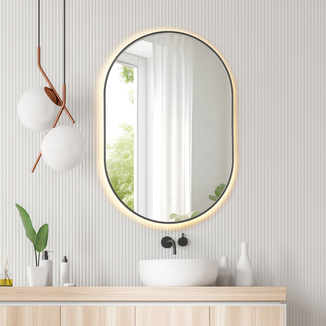 Mizani Oval 24x36" Framed in Modern Bathroom/Vanity LED Lighted Wall Mirror
