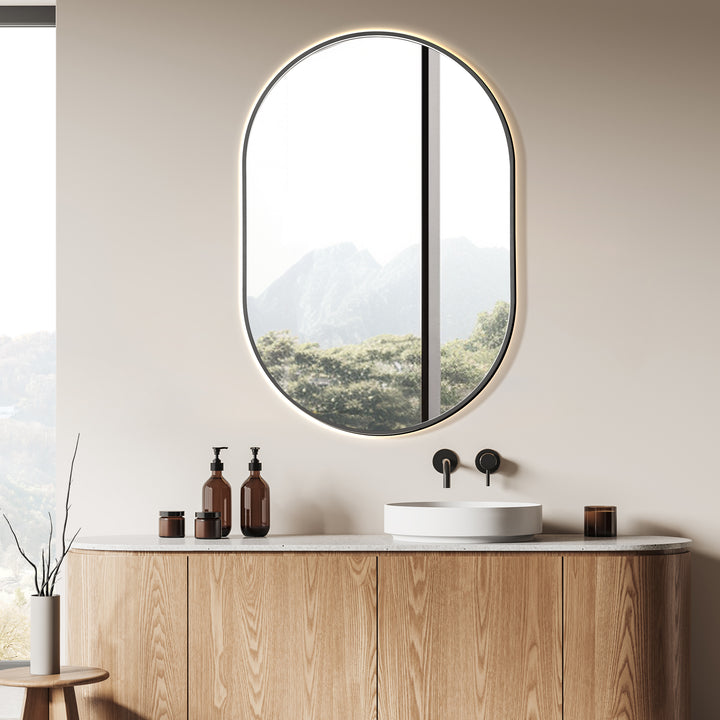 Mizani Oval 24x36" Framed in Modern Bathroom/Vanity LED Lighted Wall Mirror
