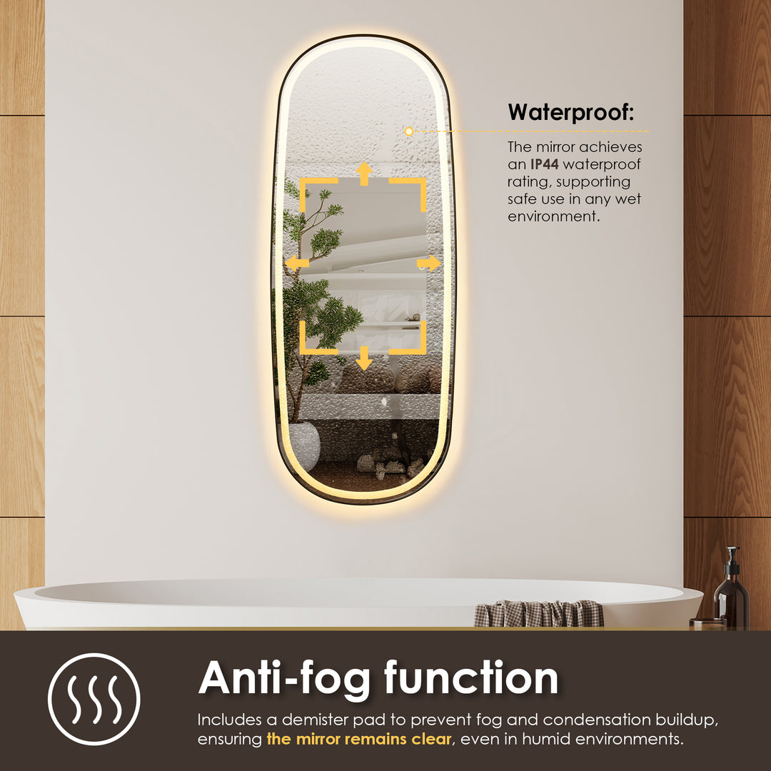 Cellini 26"x65" Rectangular Anti-Fog Dimmable Modern Bathroom/Dressing LED Lighted Wall Mirror in Aluminum Framed