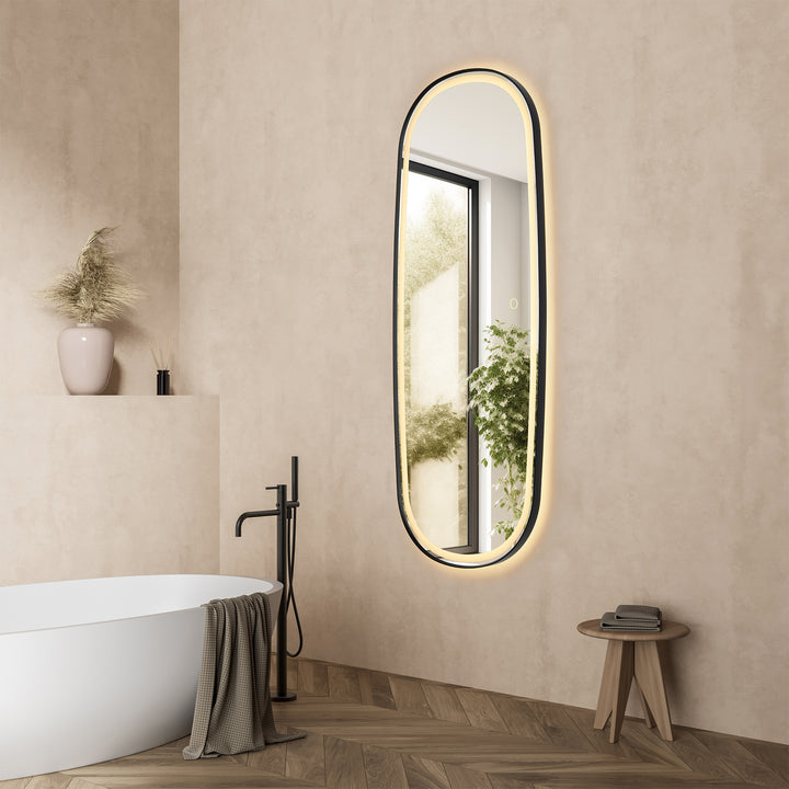 Cellini 26"x65" Rectangular Anti-Fog Dimmable Modern Bathroom/Dressing LED Lighted Wall Mirror in Aluminum Framed