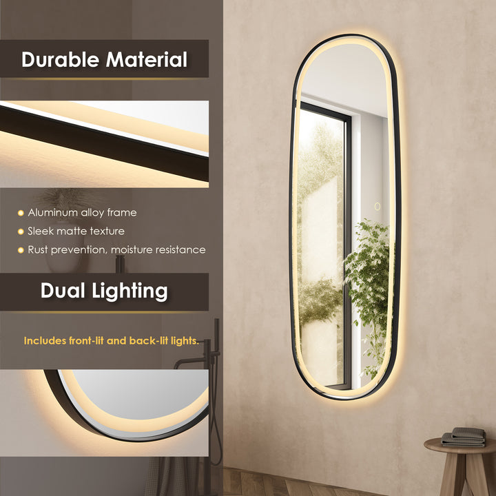 Cellini 26"x65" Rectangular Anti-Fog Dimmable Modern Bathroom/Dressing LED Lighted Wall Mirror in Aluminum Framed