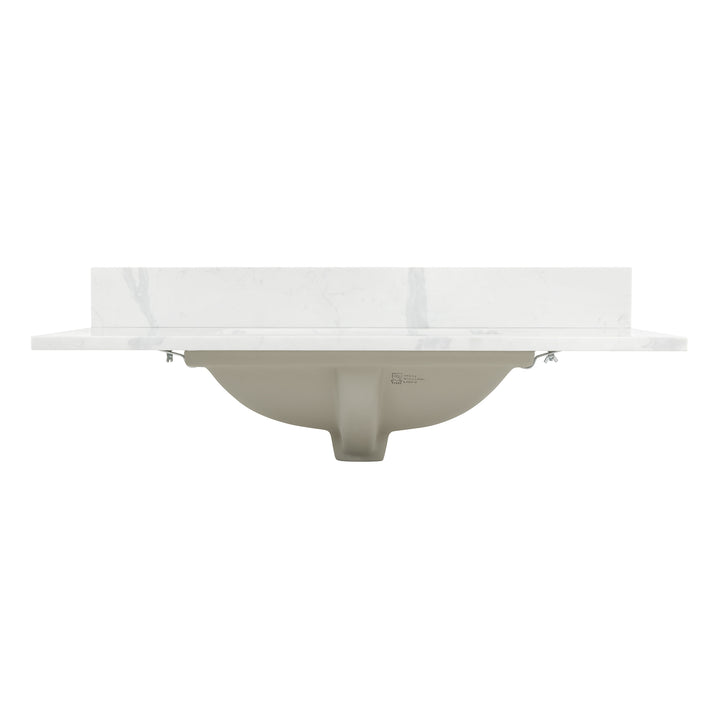 Arbios Arbios Quartz Stone Vanity Top in Calacatta White with White Sink