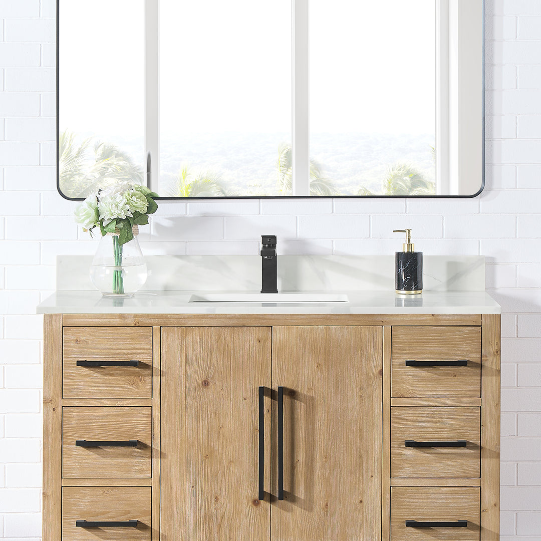 Arbios Arbios Quartz Stone Vanity Top in Calacatta White with White Sink