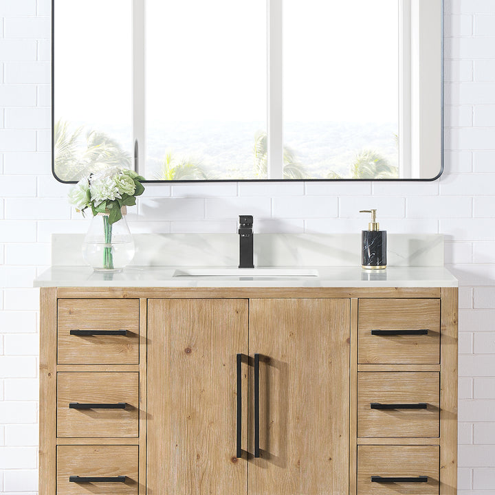 Arbios Arbios Quartz Stone Vanity Top in Calacatta White with White Sink