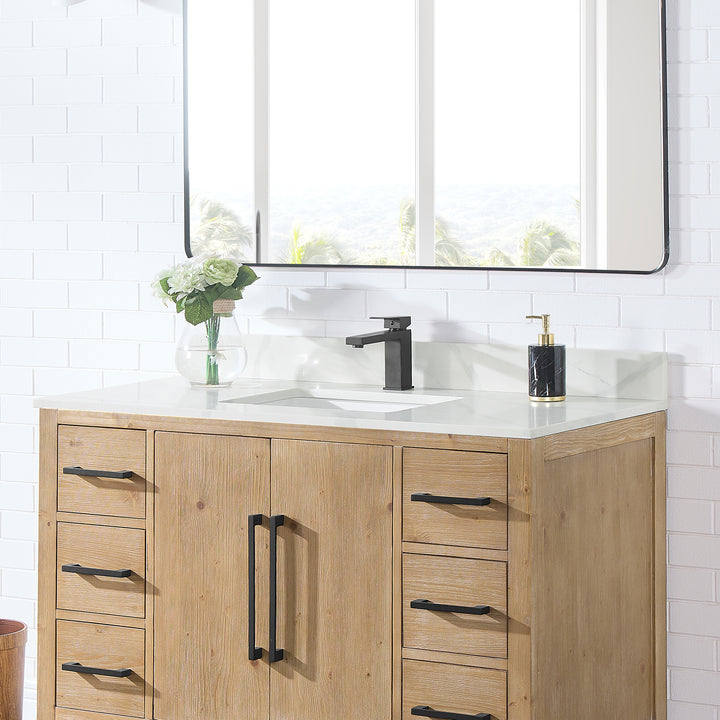 Arbios Arbios Quartz Stone Vanity Top in Calacatta White with White Sink