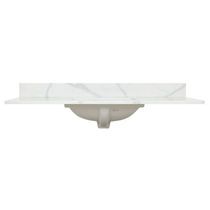 Arbios Arbios Quartz Stone Vanity Top in Calacatta White with White Sink
