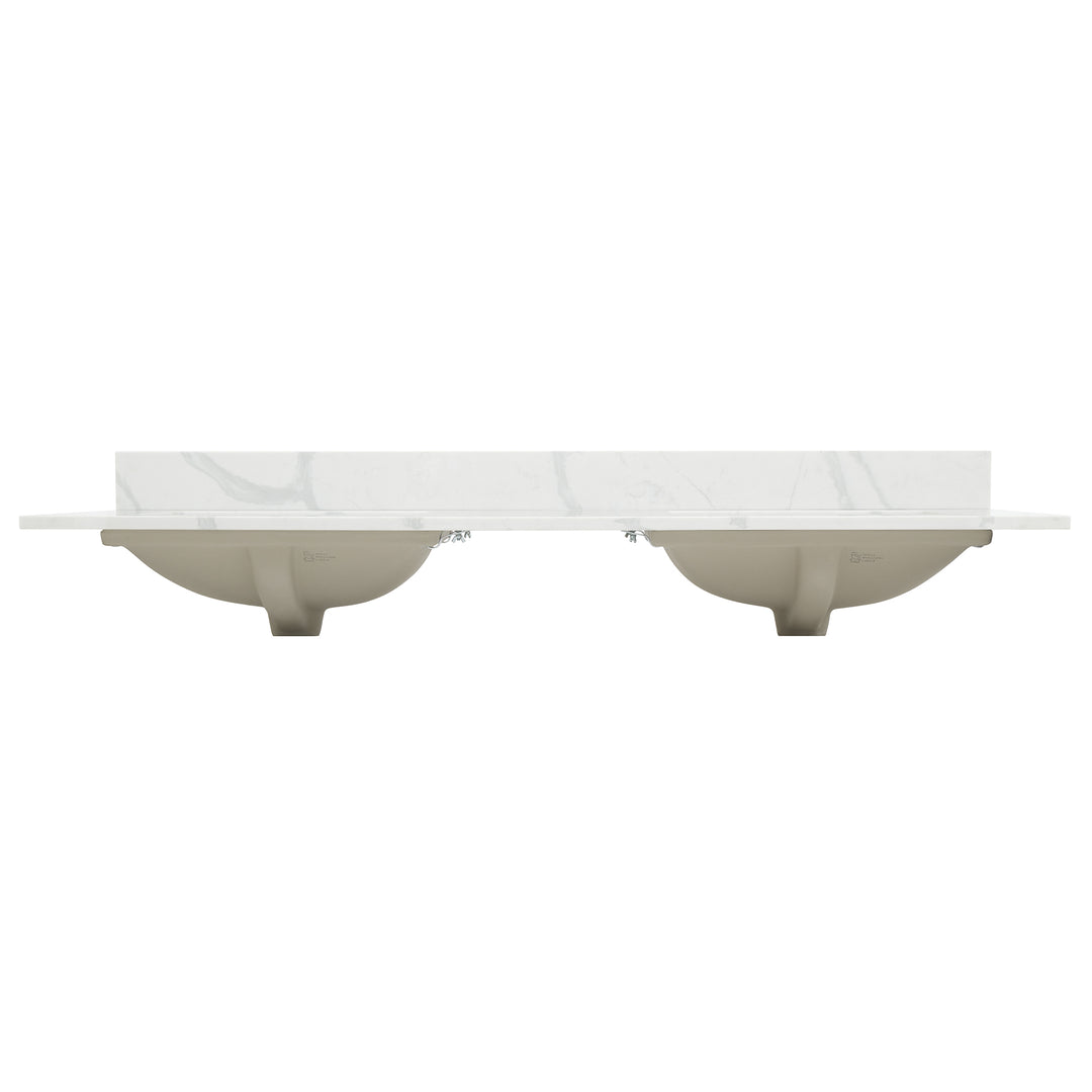 Arbios Arbios Quartz Stone Vanity Top in Calacatta White with White Sink