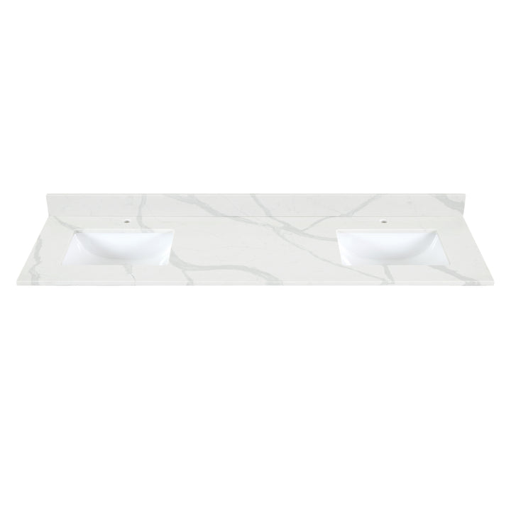 Arbios Arbios Quartz Stone Vanity Top in Calacatta White with White Sink