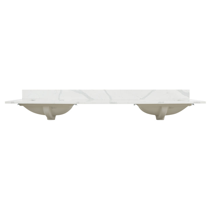 Arbios Arbios Quartz Stone Vanity Top in Calacatta White with White Sink