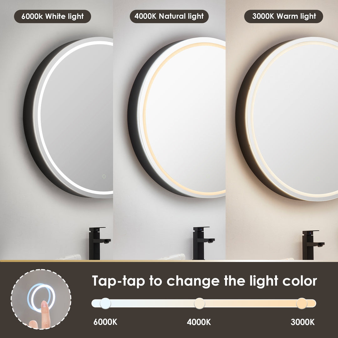 Radiant Round Frameless Surface-Mount LED Lighted Bathroom Mirror Medicine Cabinet