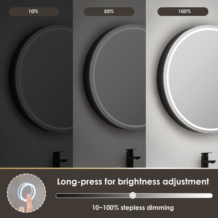 Radiant Round Frameless Surface-Mount LED Lighted Bathroom Mirror Medicine Cabinet