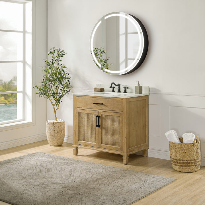 Radiant Round Frameless Surface-Mount LED Lighted Bathroom Mirror Medicine Cabinet