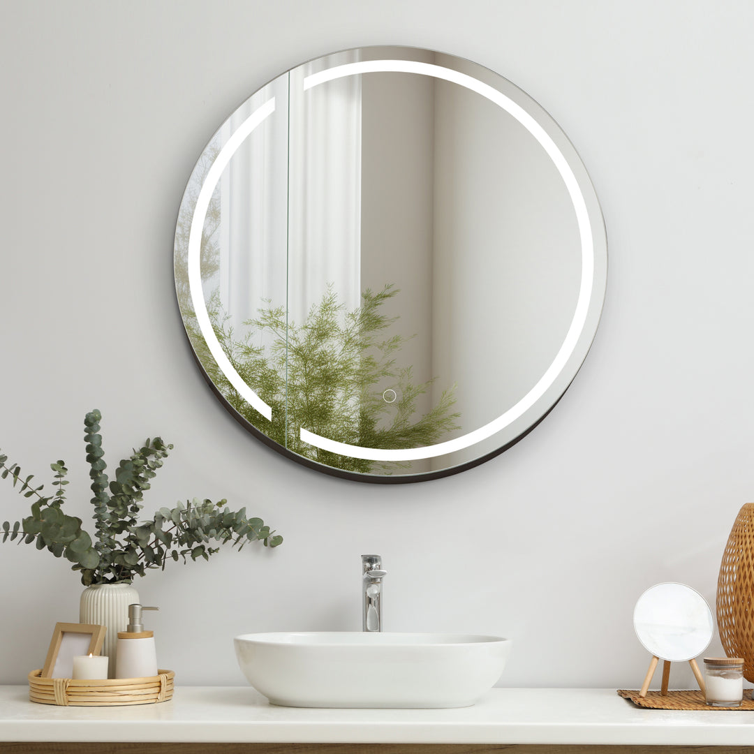 Radiant Round Frameless Surface-Mount LED Lighted Bathroom Mirror Medicine Cabinet