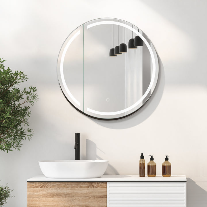 Radiant Round Frameless Surface-Mount LED Lighted Bathroom Mirror Medicine Cabinet