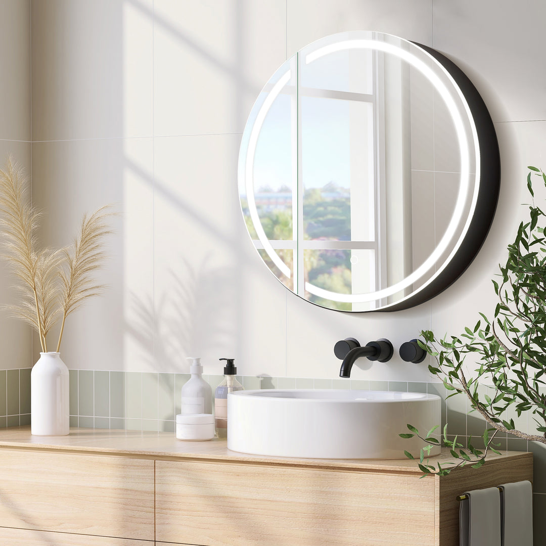 Radiant Round Frameless Surface-Mount LED Lighted Bathroom Mirror Medicine Cabinet