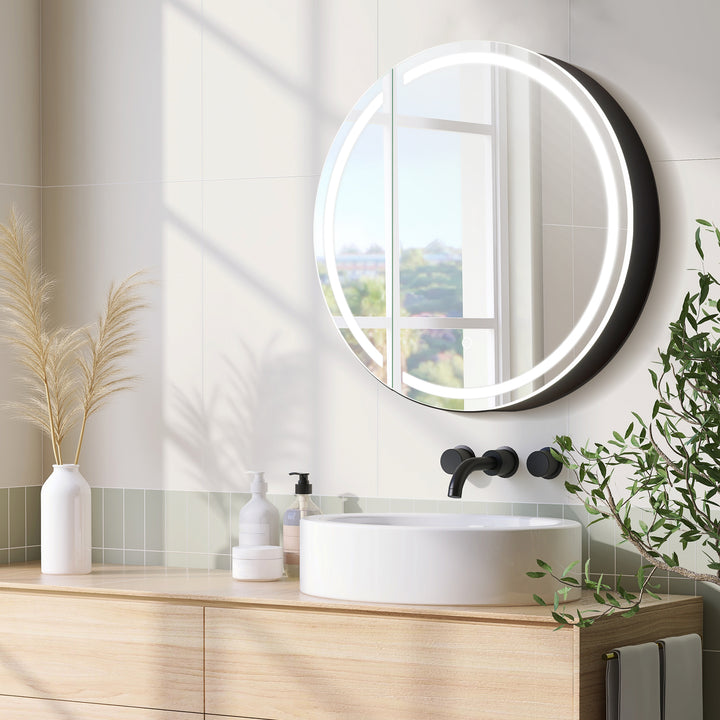 Radiant Round Frameless Surface-Mount LED Lighted Bathroom Mirror Medicine Cabinet
