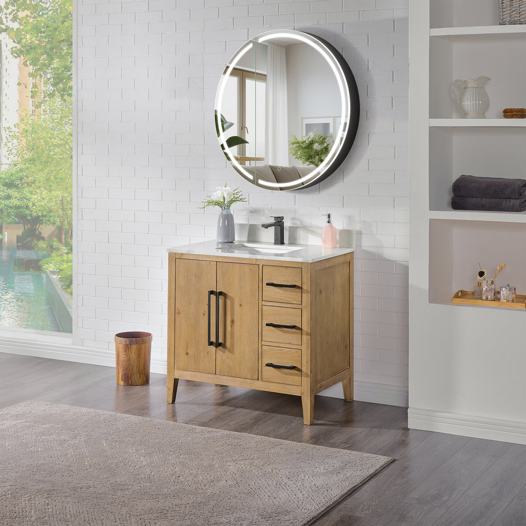 Radiant Round Frameless Surface-Mount LED Lighted Bathroom Mirror Medicine Cabinet