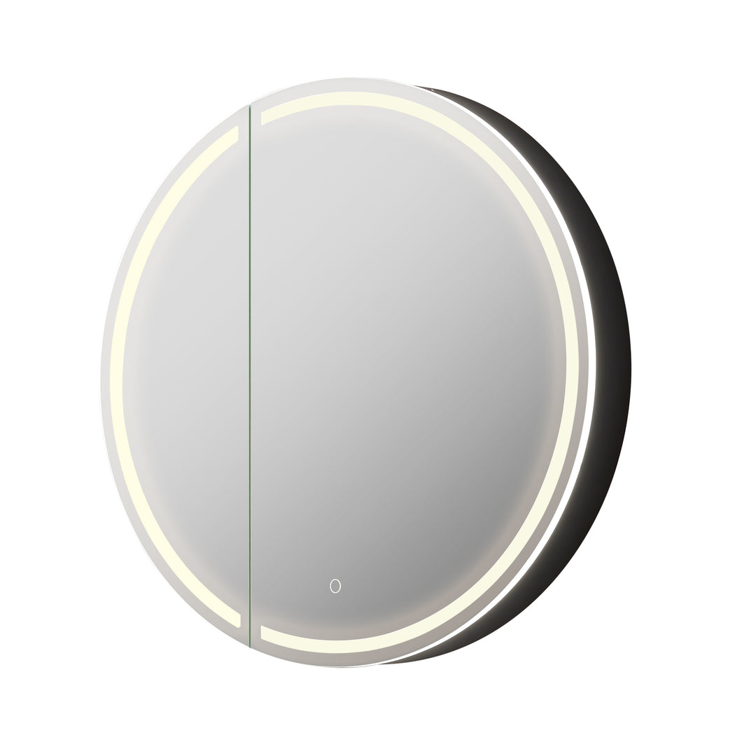 Radiant Round Frameless Surface-Mount LED Lighted Bathroom Mirror Medicine Cabinet