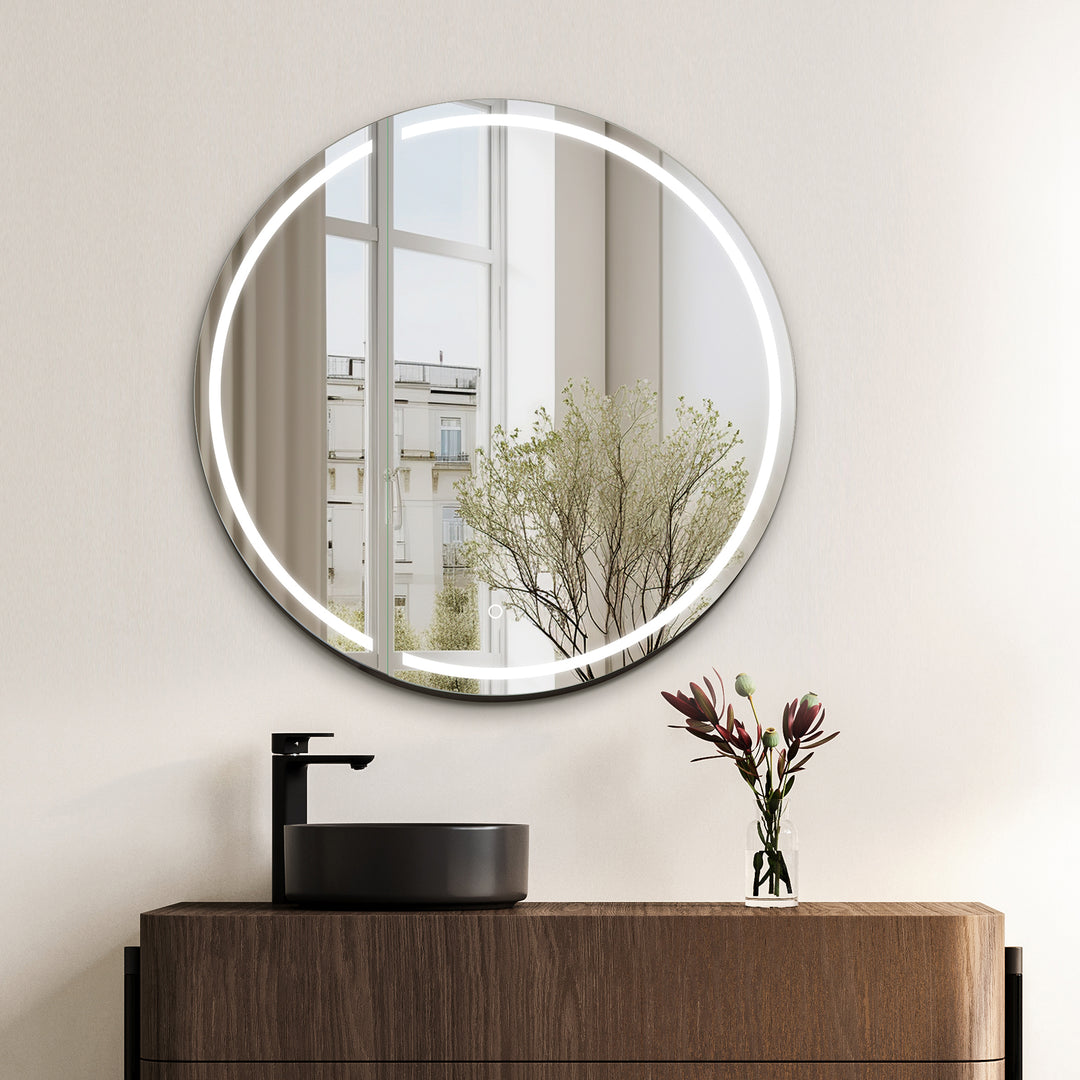 Radiant Round Frameless Surface-Mount LED Lighted Bathroom Mirror Medicine Cabinet