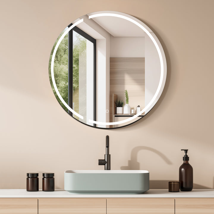Radiant Round Frameless Surface-Mount LED Lighted Bathroom Mirror Medicine Cabinet