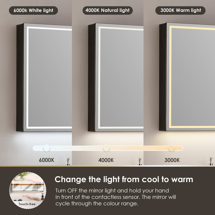 Hesili Rectangular Frameless Surface-Mount LED Lighted Bathroom Mirror Medicine Cabinet